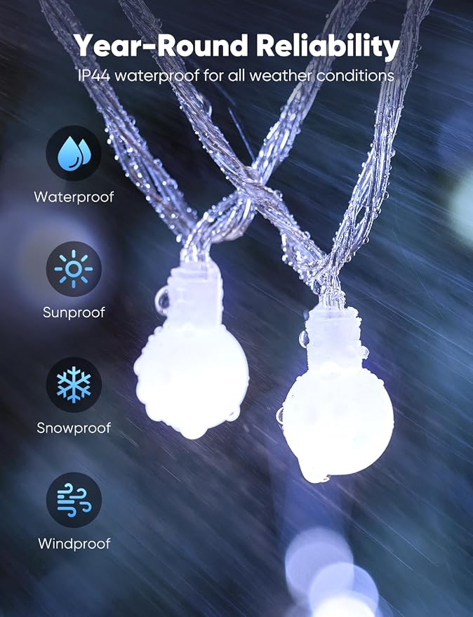 Minetom 33 Feet 100 Led Globe Ball String Lights, Fairy String Lights Plug in with Remote, Waterproof Globe String Lights for Indoor Outdoor Party Wedding Christmas Tree Garden Decoration, Pure White