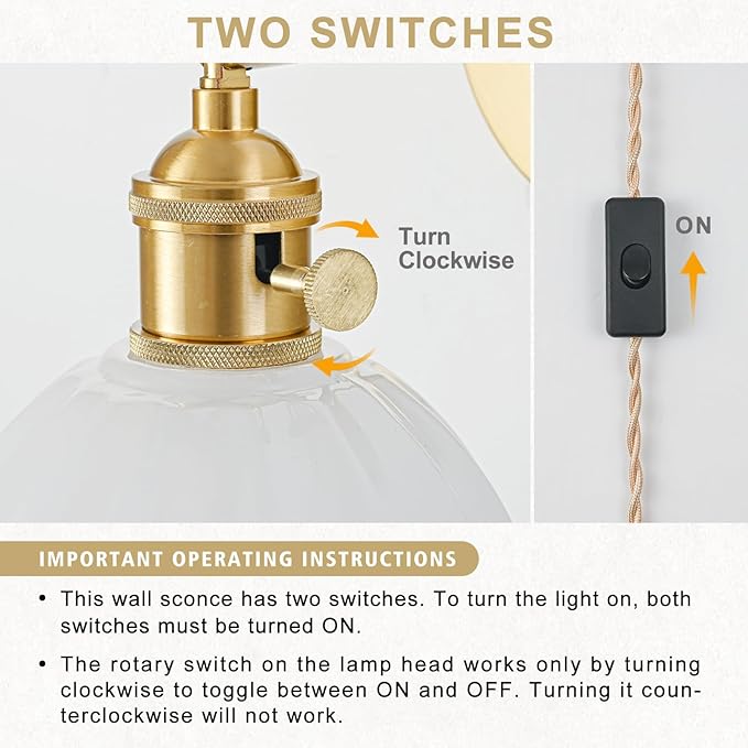Plug in Wall Sconces Set of 2, Vintage Wall Sconce Light with Tulip Milk White Glass Lampshade, Bedroom Wall Sconce with Switch and Plug in wall lamp Cord, Gold Wall Light Wall Decor Set of 2