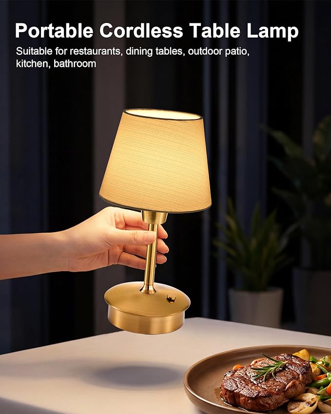 UMEXUS 2 Pack 9.8'' Small Cordless Table Lamp, Battery Operated Touch Lamps | Rechargeable 5200mAh Warm Light for Restaurant, Dimmable Portable Night Light for Bedside Dining Kitchen Outdoor, Light Blue