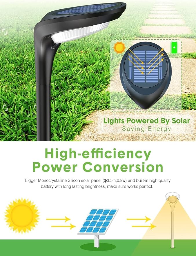 Solar Pathway Lights,【2 Pack】 Solar Garden Lights Outdoor Waterproof Solar Powered Path Light Auto On/Off for Landscape Path Yard Patio Walkway Driveway Pool Holiday (Cool White & Warm White)