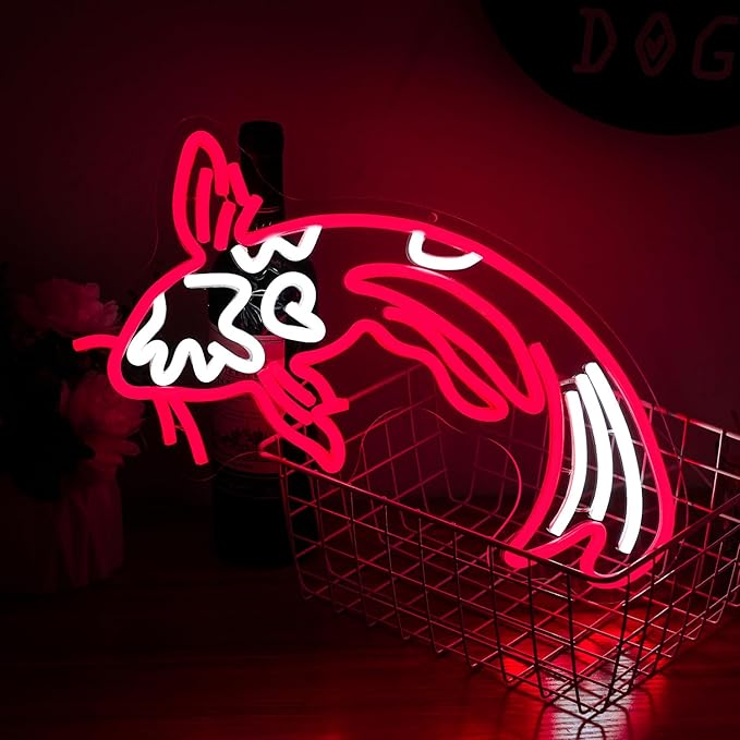 Koi Fish Neon Sign for Wall Decor Koi Carp Neon Lights Japanese Fish Led Neon Red White Neon Signs Lucky Sign 16.7”x9.3” for Bedroom Office Living Room Decoration
