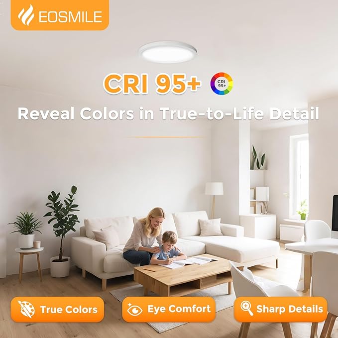 2Pack 15.8 Inch LED Flush Mount Ceiling Light, 35W, 120lm/W, 4200LM, CRI95+, 2700K-5000K 5CCT & Dimmable, White Round Flat Panel Light for Hallway, Kitchen, Bedroom, Laundry Room