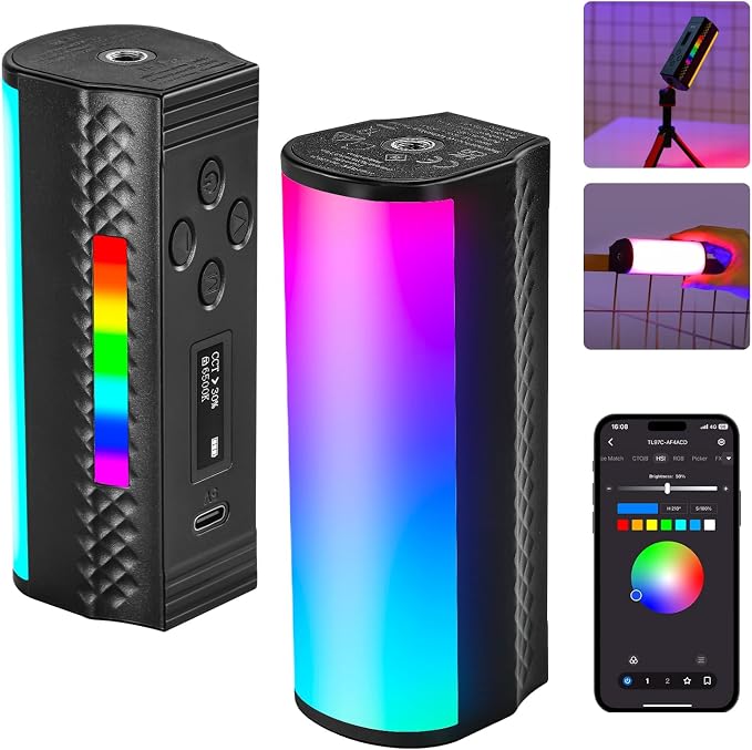 NEEWER Magnetic Handheld Light Wand [2 Pack] with APP Control, 360° Full RGB Mini LED Video Light Stick 2500K~8500K Dimmable CRI 97 with 2550mAh Battery, 17 Scenes for Photography Vlog TikTok, TL97C