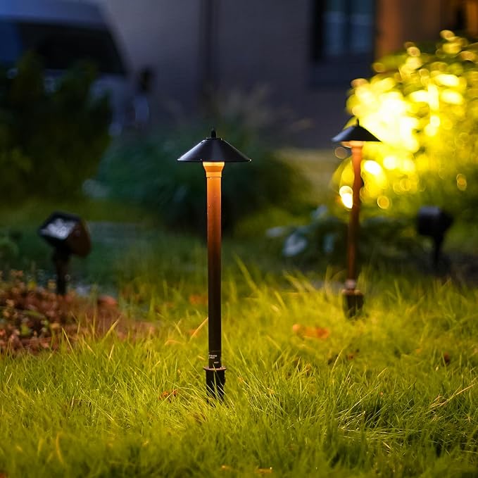 Malibu Low Voltage Pathway Lights, 10W Pro Style Halogen Landscape Lighting, 6Pack 2700K Warm White Path Light, 12V AC Bronze Outdoor Walkway Lights for Yard Garden 8308-9103