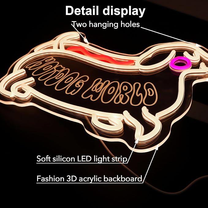 Hot dog World Neon Sign, LED Dog Neon Light | Funny Dachshund Design, Hanging Sign, Kids Room Bedroom Kitchen Cafe Restaurant Wall Decor