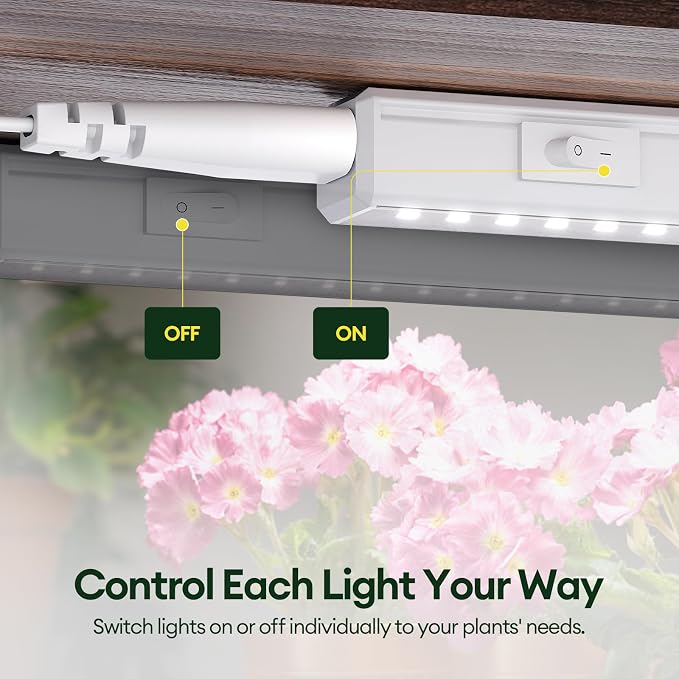 Grow Lights for Indoor Plants, Sunlike Full Spectrum 5000K 1FT LED Growing Lamp 28W (4 x 7W), T5 Grow Light Strip for Seed Starting, Vegetables, Linkable, White, 4-Pack