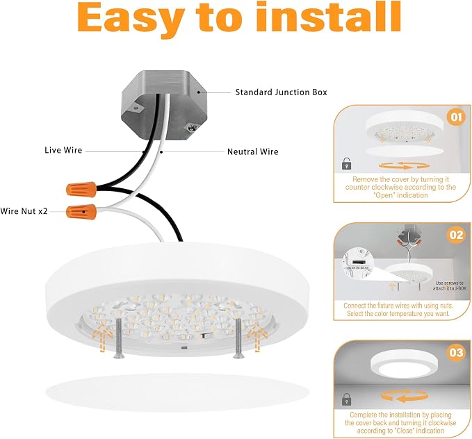 ETL 7 inch LED Flush Mount Ceiling Light Dimmable,Ultra Slim Round Flat Ceiling Lights 2700K/3000K/3500K/4000K/5000K,Modern Ceiling Lamp for Closet,Kitchen,Bathroom 7inch-3 Pack(White-5CCT)