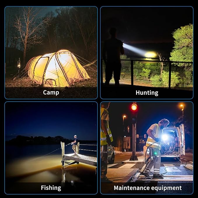 LETOUR 1450000 L Spotlight, Rechargeable Led Spotlight Flashlight with 350° Rotate Head, 9 Modes Super Bright Spot Lights Outdoor Handheld, IPX6 Waterproof Solar Flashlight for Emergencies,XX-Large