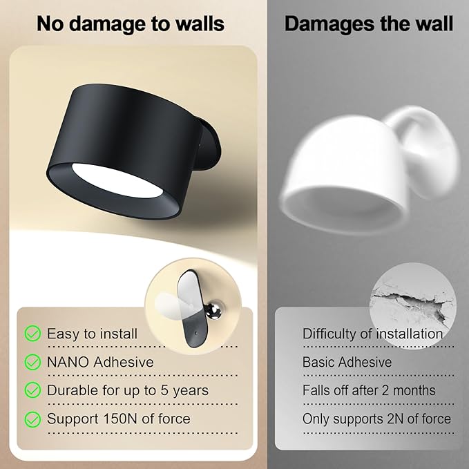 LED Wall Lights with Remote,Rechargeable Wall Mounted Reading Sconces Lamp, 3 Colors & Dimmable Magnetic 360° Rotation Cordless Wall Lighting Spotlights for Bedroom Bedside Hallway (3-Pack)