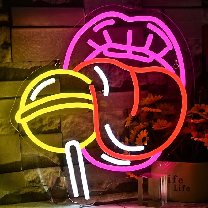 Tongue Candy Neon Sign for Wall Decor,Neon Light for Candy Shop Man Cave Bedroom Party Wedding Lollipop Store Decorations