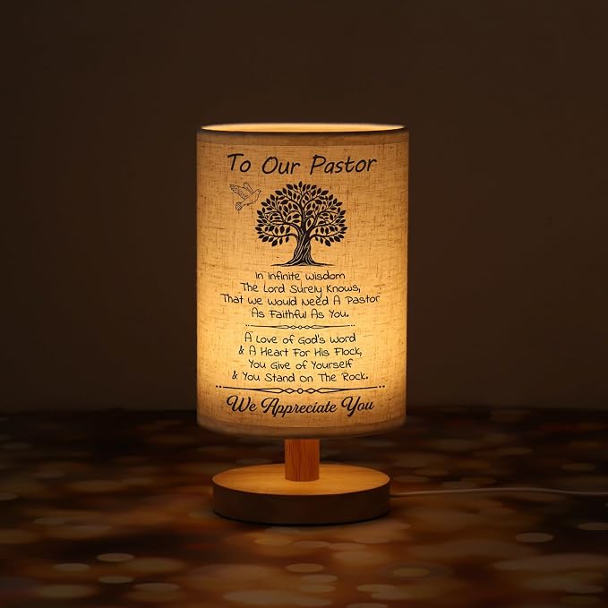 WSYEAR Appreciation Gifts - Unique Pastor Gifts for Pastor Day, Christmas, Birthday, Anniversary, Fathers Day, Fabric Bedside Decor Lamp