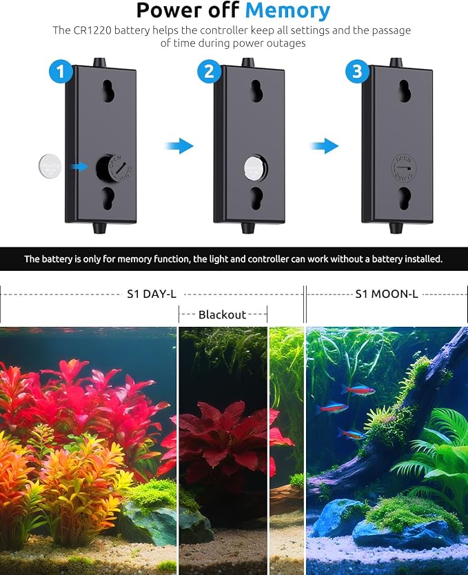 SEAOURA WRGB DIY Aquarium LED Light with Thermometer for 18-24in Fish Tank | high PAR full spectrum, 9 colors+20 dimming, 3 timers+memory, temp alarm, adjustable bracket, aluminum shell, SR-659