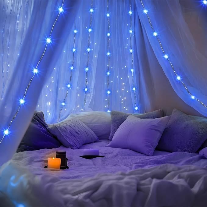 Macarrie 3 Pcs Blue Fairy Lights USB Powered 16 ft 50 LED String Lights Plug in for Indoor Outdoor Bedroom DIY Party Wedding Home Festival Tree Garden Xmas Decoration