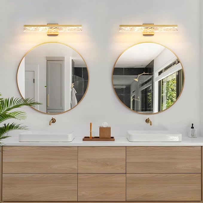 AIJIASI Gold Vanity Light - 24 Inch Modern Bathroom Light Fixture Over Mirror 18W 3000K Warm Lighting Dimmable LED Vanity Lights for Bathroom Restroom Mirror