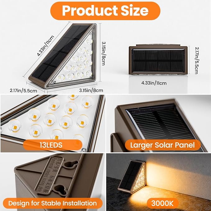 Solar Driveway Lights Outdoor, Dock Deck Lights Solar Powered, Stair lights