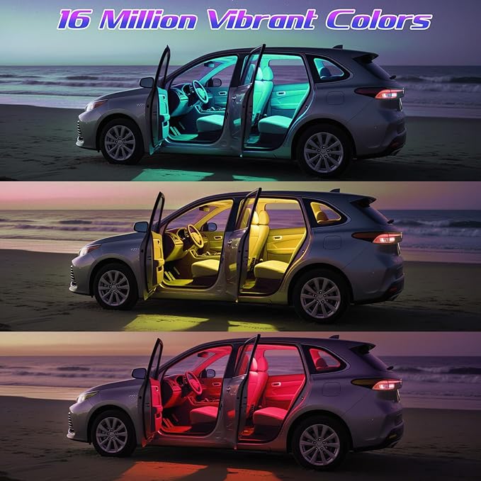 Winzwon Car Interior Lights, LED Lights for Halloween Car Accessories | Christmas White Elephant Gifts for Him Men Women Teen Boys, APP Control with USB Port Color Change Lights for Truck Decor