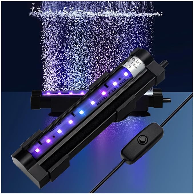 Submersible Aquarium Light 6Inch Fish Tank Light Bubbler Wall with Air Bubble Hole IP68 Waterproof Color Changing Led Light for Freshwater and Saltwater Aquariums Fish Tanks