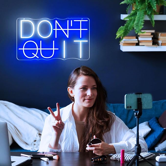 Dimmable Don't Quit Neon Sign for Wall Decor, USB LED Light for Home Gym Bedroom Man Cave Office, DO IT Inspirational Gamer Room Decorations