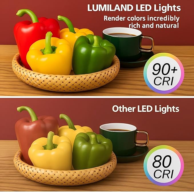 LUMILAND Wired LED Puck Lights (2.7Wx5) Plug-in Lighting Natural White (4000K), LED Cabinet Light for Kitchen Can Be Surface Mount or Recess Mount, Black
