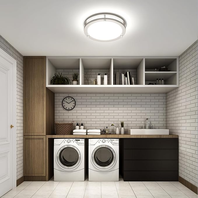 LED Ceiling Light with Remote 10 Inch Flush Mount Ceiling Light Fixture, 18W 3000K-6000K Adjustable Color Temperature, Dimmable Lighting Fixtures for Kitchen Bedroom. Hardwired