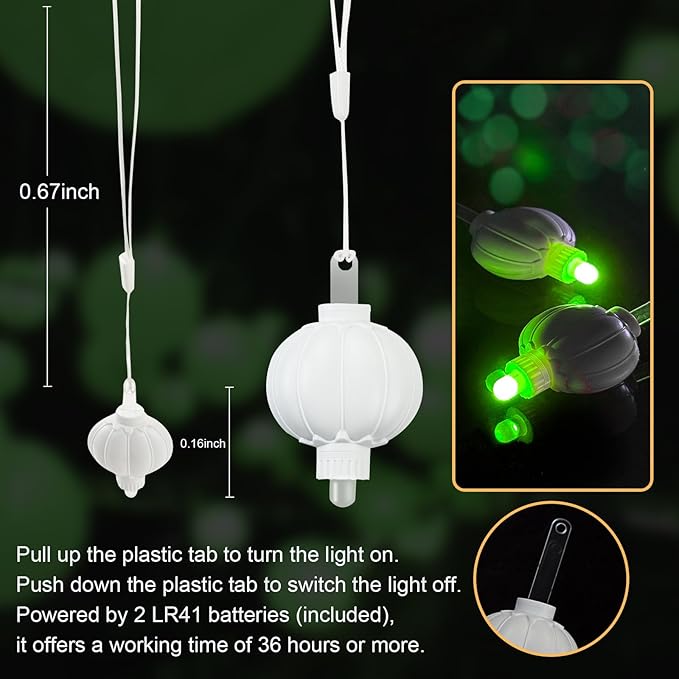 24 Pack Mini LED Lantern Lights - Battery Operated Small Lights for Paper Lanterns, Perfect for Party, Birthday, Wedding, Halloween, Christmas Decorations (Green)