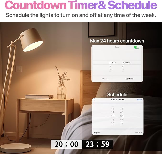 Bluetooth Smart Light Bulb 60 Watt, Dimmable Color Changing, 2 Pack | E26 Lightbulbs 9W A19, RGBCW Multicolor, Music Sync, Timer Schedule Settings (No WiFi Connection)