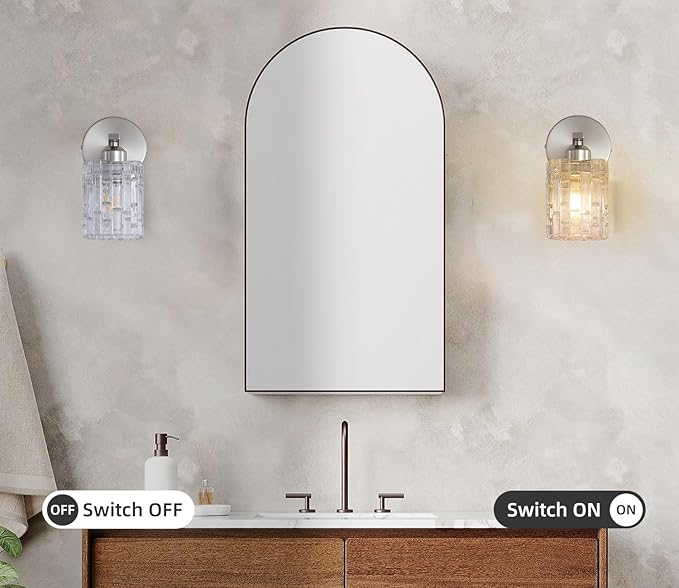 2-Pack Nickel Crystal Bathroom Vanity Lights, 1-Light Wall Sconce Fixture for Over Mirror, Modern Wall Mount for Bathroom, Bedroom, Hallway