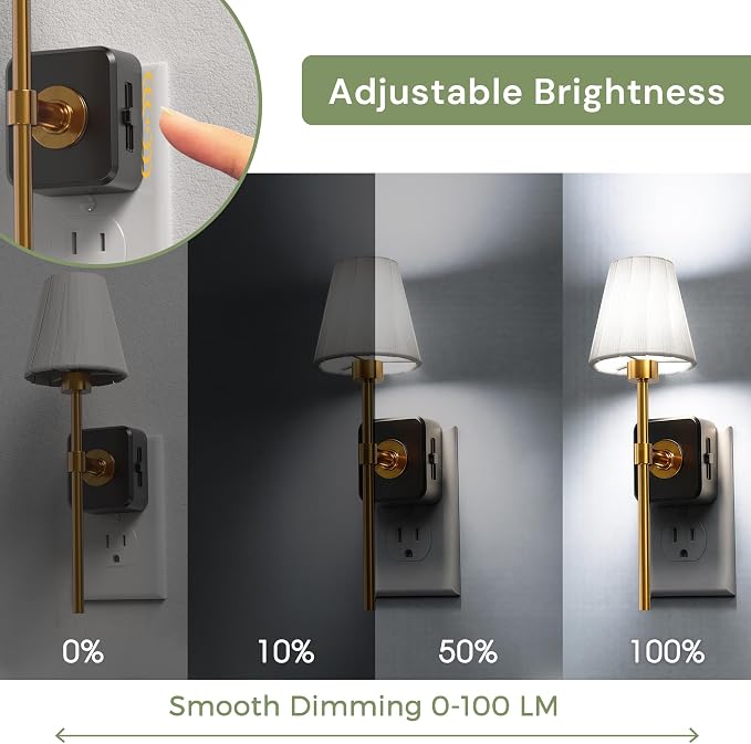 L LOHAS LED Night Lights Plug into Wall, Pleated Fabric Cover Night Light | 2 Pack White Fabric,5000K Daylight with 0-100LM Dimmable,Dusk to Dawn Sensor Vintage Nightlight for Bedroom Living Room