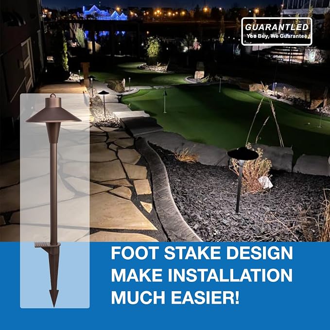 Landscape Path Lights 6 Pack, Low Voltage Pathway Lights Compatible with Transformer, 3CCT Adjustable LED, Premium 12V 24V DC ORB Landscape Path Lighting for Outdoor Yard Garden Walkway, Flat Hat