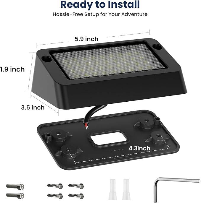 RV LED Porch Light, Exterior Outside Lighting for Camper Trailer | Aluminum Housing, Dual Color White Amber, 1400 LM High Brightness, IP67 Waterproof, Works with RV's Interior Switch- Black