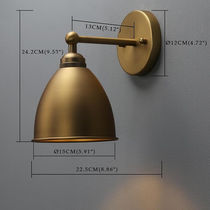 Phansthy Industrial Hardwire Wall Sconce Vintage Farmhouse Wall Light Fixture, Right-Angled Wall Lights with Rustic Metal Lampshade for Bedroom, Living Room, Reading, Kitchen (Antique, 2 Pack)