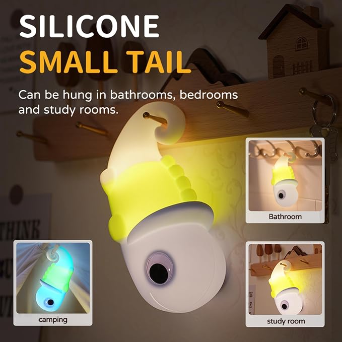 Night Light for Kids, Cute Soft Silicone Chameleon Lamp, Dimmable Timer Nursery Portable Kawaii Lamps, Bedside Lamp for Baby Toddler Adult(Chameleon - Purple)