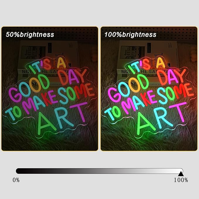 It's A Good Day to Make Some Art Neon Sign for Wall Decor Classroom Neon Sign Paint Neon Light Aristic LED Sign Dimmable Colorful Letter Neon Light for Classroom Bedroom Home Gallery Studio