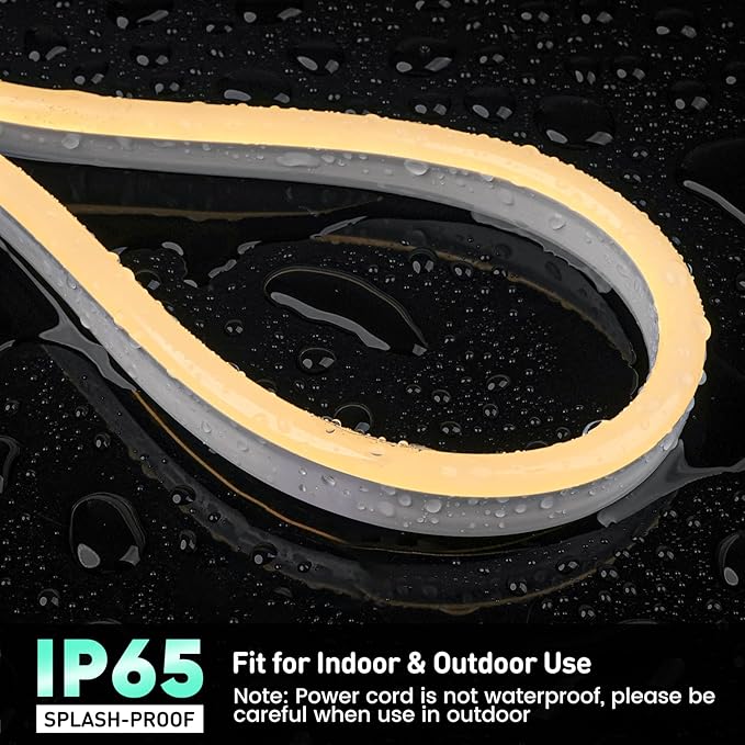 GZBtech Flexible LED Neon Rope Lights 82FT,AC 110-120V Waterproof Strip Light, 120 LEDs/M Cuttable Connectable Neon Lighting for Indoor Outdoor Home Decor/Commercial Use-Warm White 25M, ETL Listed