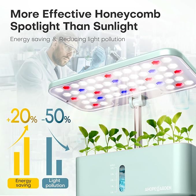 Indoor Garden Hydroponics Growing System: 10 Pods Kit with LED | Plant Germination Kit Herb Vegetable Growth Lamp Countertop Hydroponic Planter Harvest Lettuce for Healthy-Living Enthusiasts