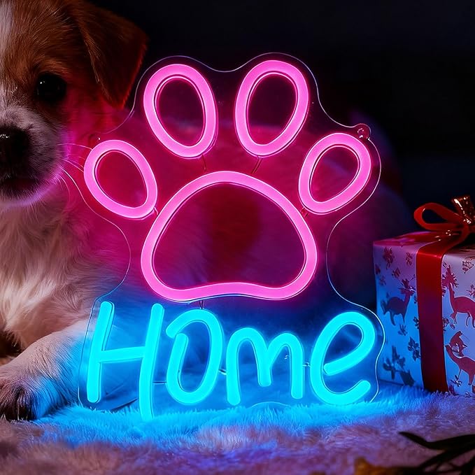 Pet Neon Sign - USB Powered Dog Crate Accessories, 9-Level Dimming Dog Gifts Cat Gifts LED Night Light for Pet House Puppy Supplies