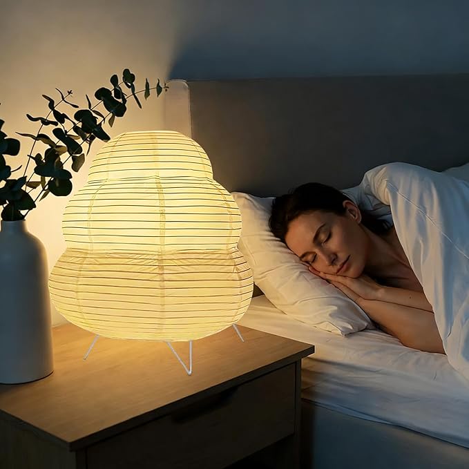 YY YEARCHY Table Lamp Paper Lamp Desk Standing Lamps with Rice Paper Shade for Bedroom Livingroom (Cloud 2 Pack)