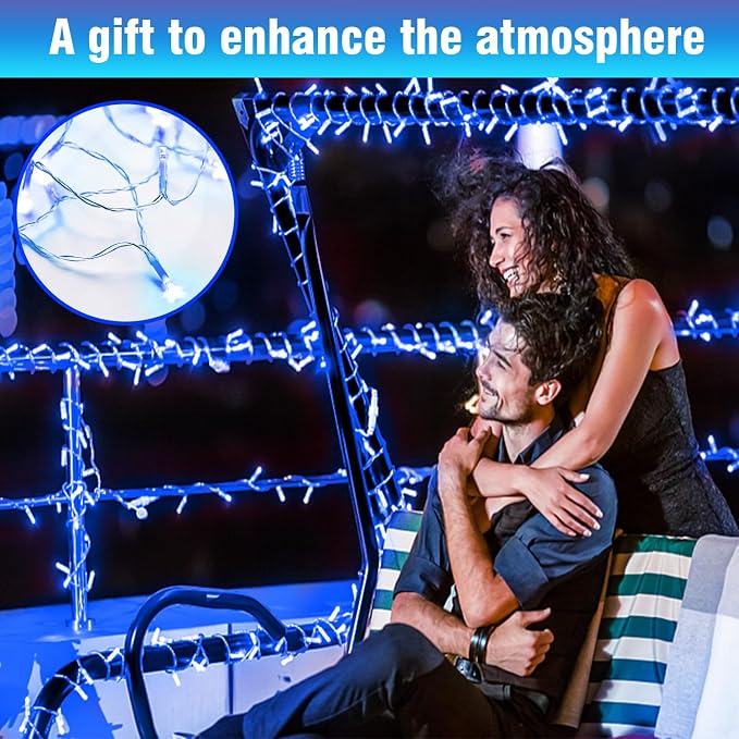 100FT Blue LED Fairy Lights, Connectable Christmas String Lights | 8 Lighting Modes Waterproof Light with Timer for Tree, Bedroom, Patio, Wedding, Party, Indoor Outdoor Decor
