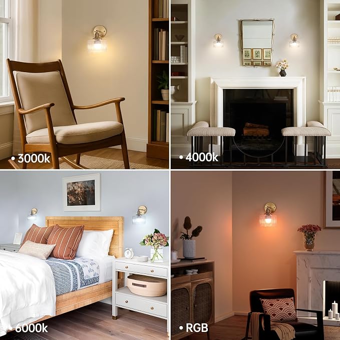 Shenmoyl Vintage Battery Operated Wall Sconce with Clear Striped Glass Lampshade 5000 mAh Rechargeable Battery Powered Wall Light with Remote Control for Bedside Bedroom Doorway, Set of 2