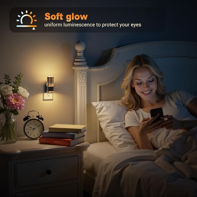 JandCase Night Lights Plug into Wall | Automatic LED Night Light with 0-100LM Dimmable, 3000K Plug in Night Lights, Auto Light Sensor, for Bathroom Hallway Decor