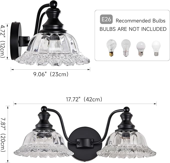 Farmhouse Bathroom Light Fixtures Black Vanity Lights for Bathroom 2 Light Vanity Light Fixtures