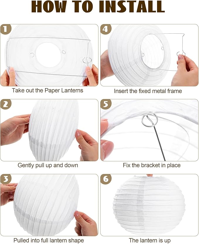 Treela 90 Pack White Chinese Japanese Paper Lanterns Decorative Hanging Ball Paper Lantern Lamps for Wedding Birthday Party Baby Shower Home Decorations(10 Inch)