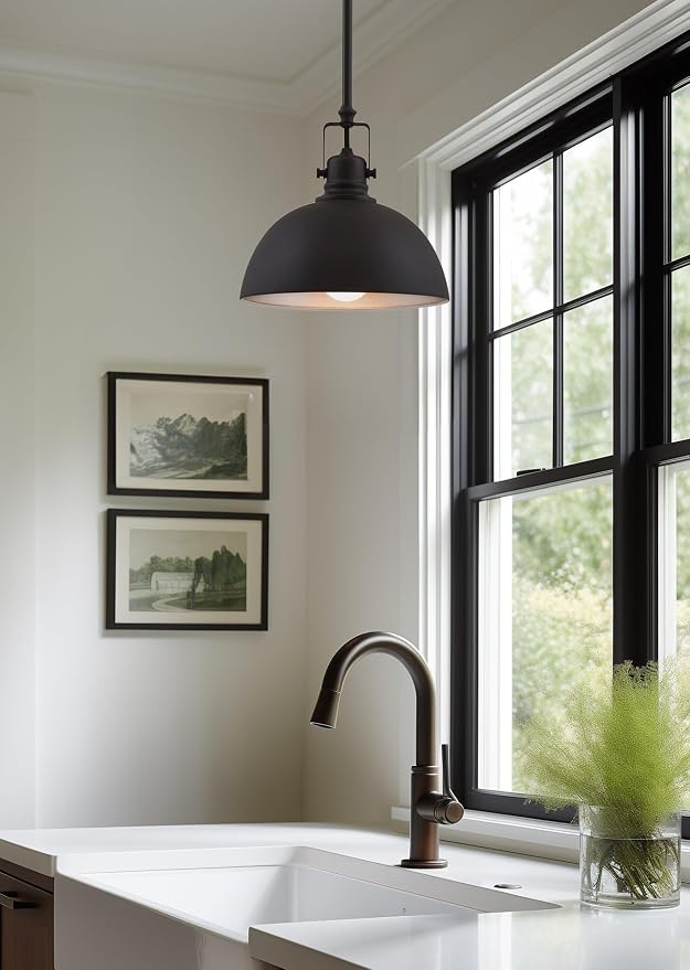 Kira Home Belle 9" Modern Industrial Mini Pendant Light for Kitchen Island | Classic Dome Metal Shade, Retro Mid-century Profile Design, Classic Oil Rubbed Bronze Finish Ceiling Hanging Fixture