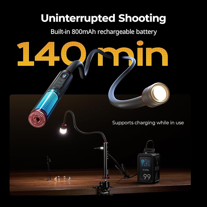 SmallRig RM 01B Macro Photography LED Light 1800K-7500K, Adjustable Beam Angle, Bendy Light for Fungi Photography with OLED Screen, Filters, Adapter, Clamp, Diffuser, Barndoor, Stake, IP54 Rating-6225