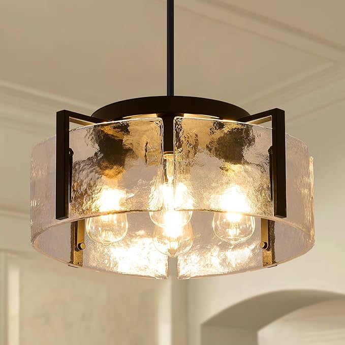 Black Chandelier for Dining Room Light Fixture, 4 Light Entryway Light Fixture, Adjustable Pendant Lights Kitchen Island Modern Farmhouse Kitchen Foyer Chandelier for Entryway, Bedroom, Bathroom