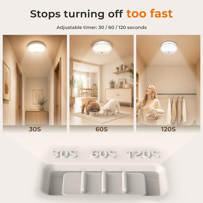 TANBABY Rechargeable Motion Sensor Ceiling Light Indoor with Remote | Wireless LED Shower Light, 8000mAh Battery Long Lasting Closet Light, 3 Color Dimmable, Timer, No Wiring for Hallway Pantry