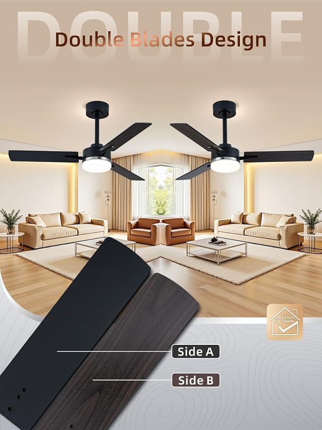 LANMEL Metal Ceiling Fan with Lights and Remote, 42 Inch, Silver & Black | Modern Low Profile Flush Mount, Reversible, 3CCT Dimmable, Quiet, LED, For Bedroom, Living Room, Indoor/Outdoor Patio Use
