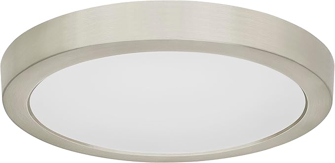 Sylvania 12" LED Flush Mount Ceiling Light Fixture, 24W, 1600 LMS, Hardwired, 3000K, Warm White, Brushed Nickel, LED Lights for Bedroom Kitchen Hallway Porch - 1 Pack (66461)