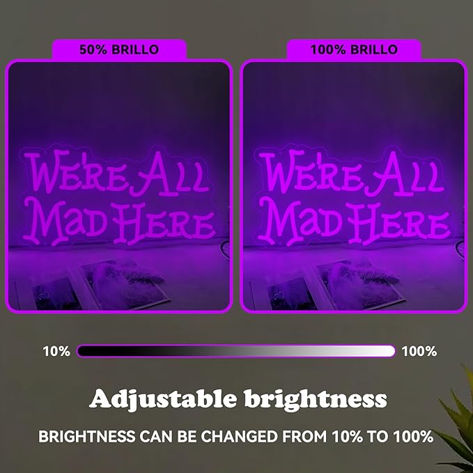 Alice in Wonderland Party Decorations Neon Sign, Mad Hatter Tea Party Neon Lights for Dimmable LED Lights, for Bedroom Bar Home Dorm Birthday Gifts