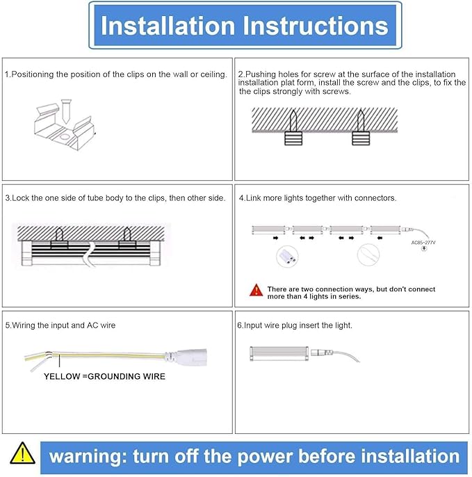 10Pack 8FT LED Shop Lights, 100W 16000LM 6500K Linkable Shop Light, High Output Clear Cover, Integrated T8 8FT LED Tube Light for Garage, Workshop, Warehouse, Barn, Plug and Play